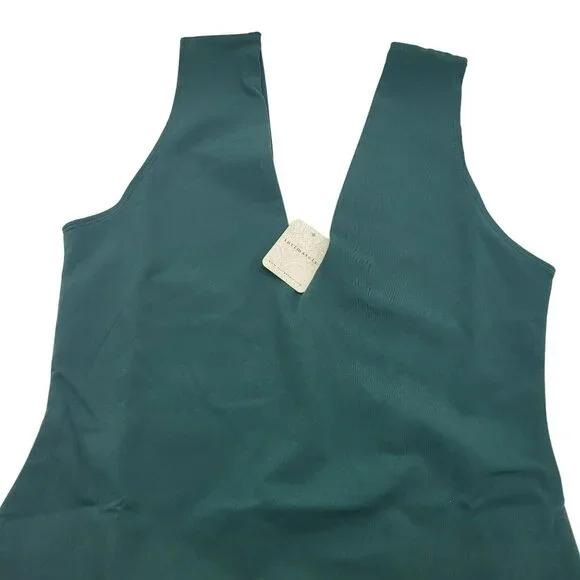 Free People Keep It Sleek Bodysuit Thong Sleeveless Women's L Forest Road Green - Picture 13 of 16
